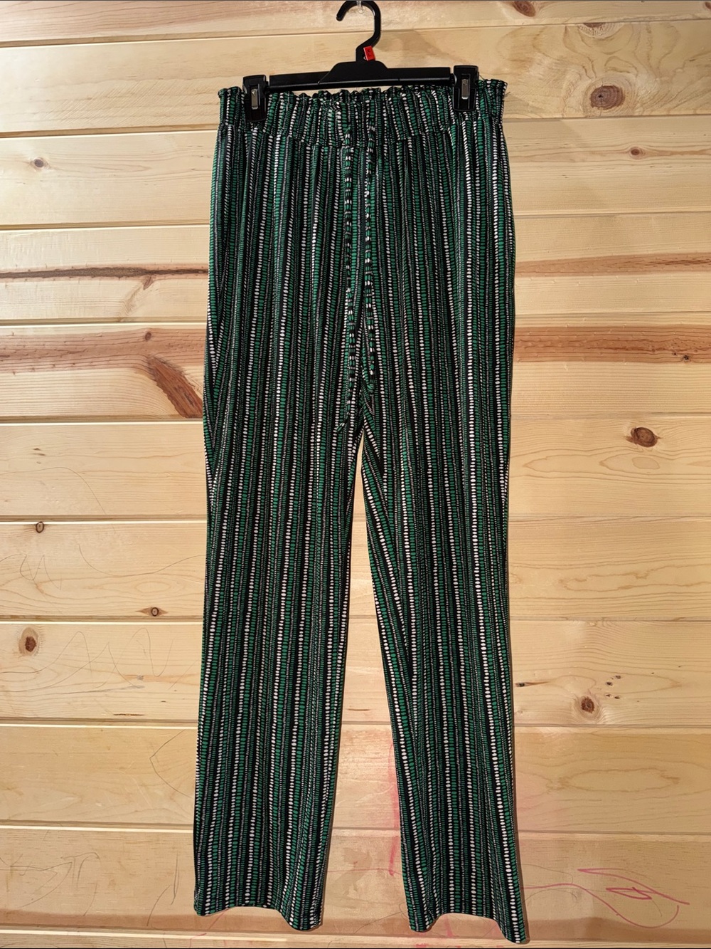 Green & Black Striped Casual Pants
